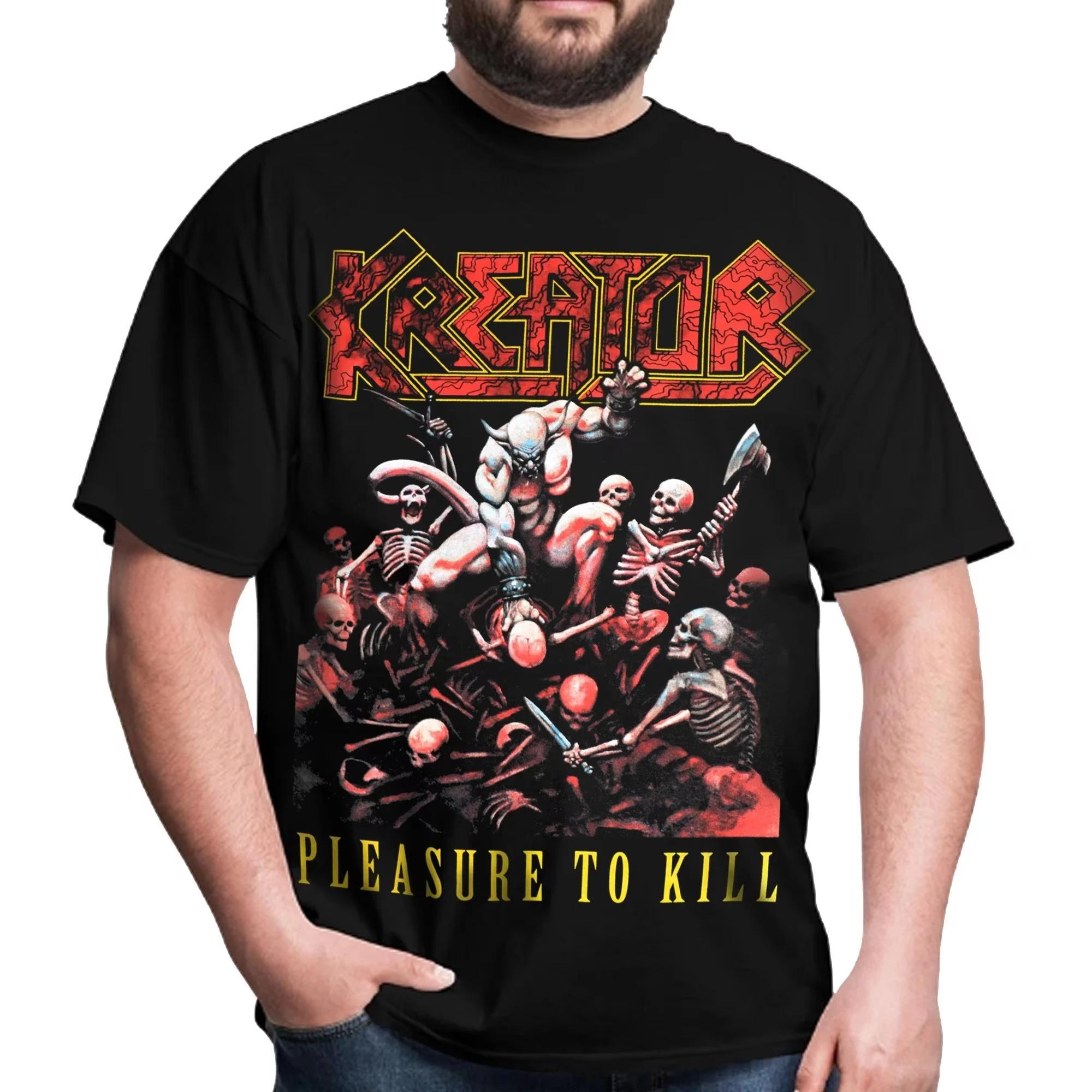 Kreator Pleasure To Kill Футболка Мужская и Женская с коротким рукавом Ретро Топы Метал-группы Фирменная футболка Оверсайз Футболки Уличная одежда S