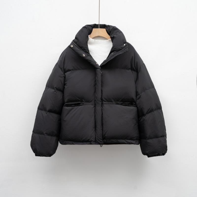 Solid color simple loose stand-up collar dopamine down jacket women's winter warm bread jacket