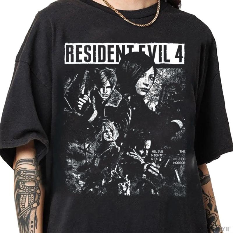 Resident Evil 2 Biohazard Game Tshirt for Men Women Leon Kennedy Cotton T Shirts Streetwear Tops J56 Hip Hop Mens Clothing