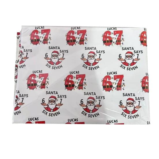 1 Roll Christmas 67 Santa Wrapping Paper Six Seven Meme Gift Box Packaging Paper Tear-Resistant Present Wrap Packing Paper Sheet