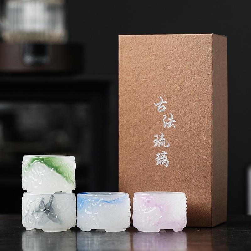 Chinese Glazed Hat Teacup Master Cup Home Office White Jade Tea Cup Jade Porcelain Kung Fu Tea Set