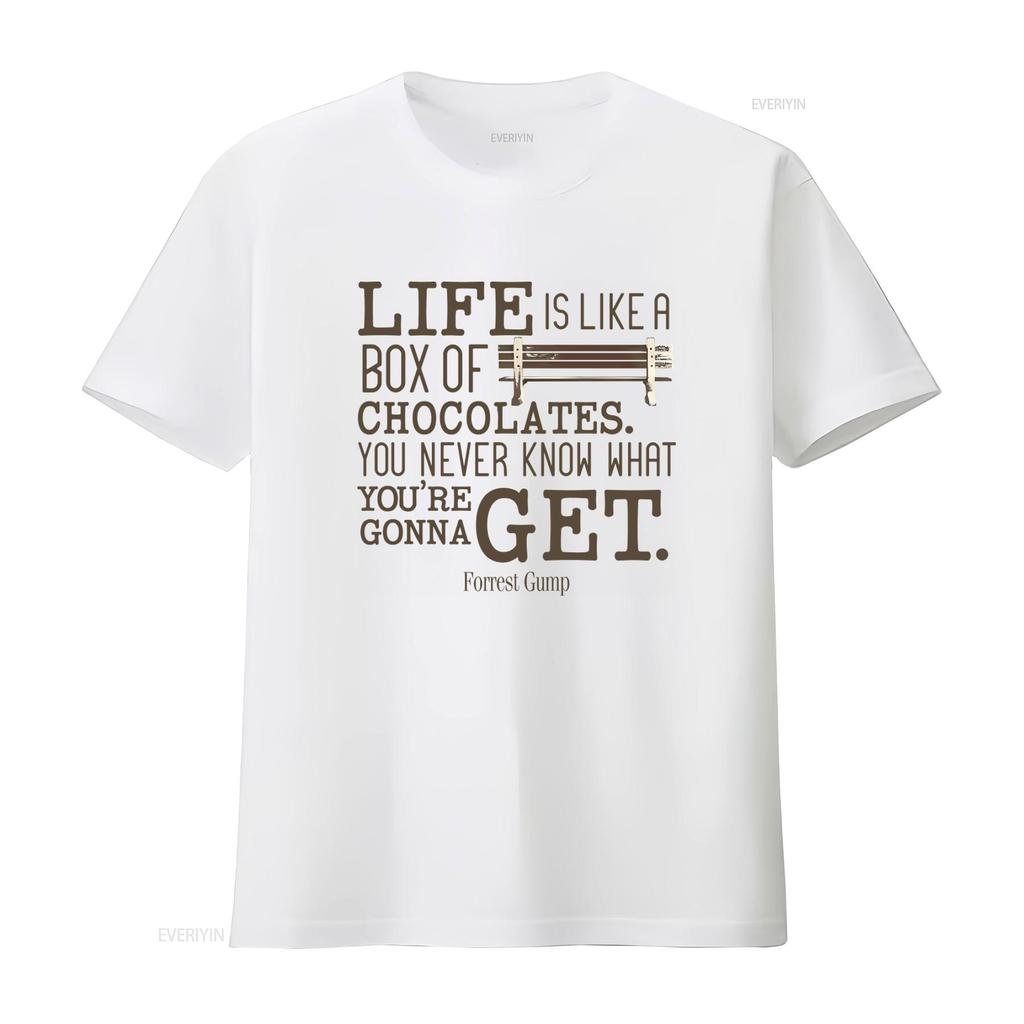 Life Is Like A Box Of Chocolates Forrest Gump Quote T Shirt Unique Design for Movie Fans vintage Washed homme Slightly