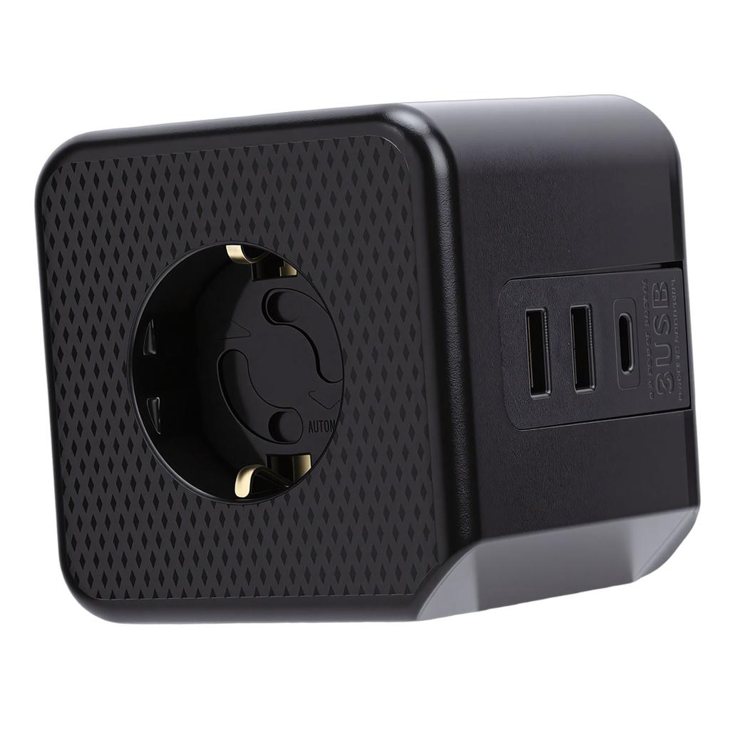 2500W 16A Multi Plug Power Outlet Extender Multifunctional Cube Socket with Type C 2 USB Ports 3 AC Outlets for Phone