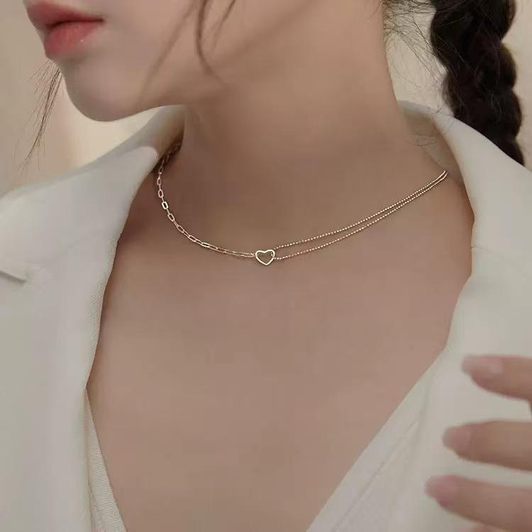 Heart Necklace for Women - High-End, Niche Design, Light Luxury, Little Fragrance Style Clavicle Chain