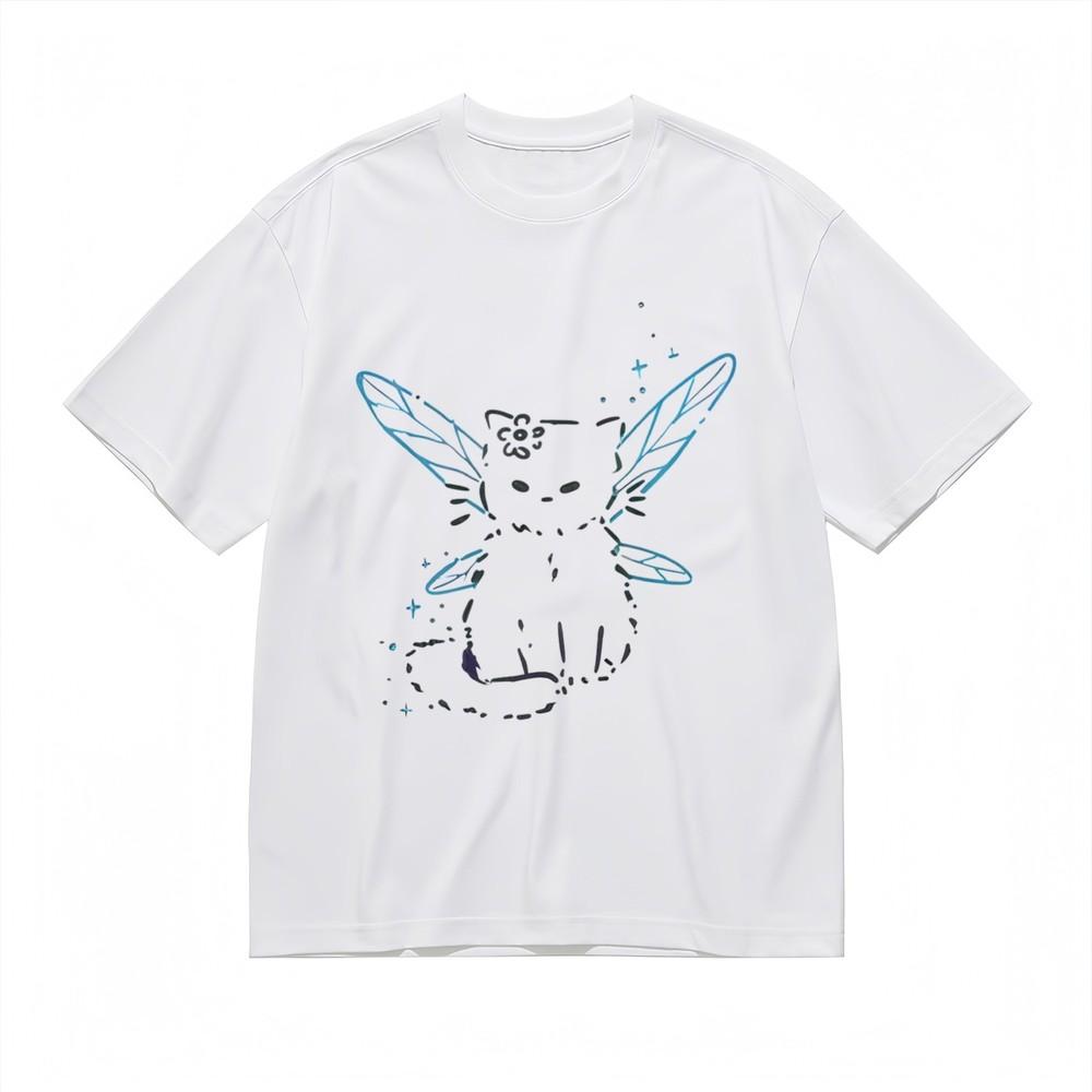 Women's Soft Breathable All Season Classic T-Shirt Magical Fairy Cat Cotton Tee
