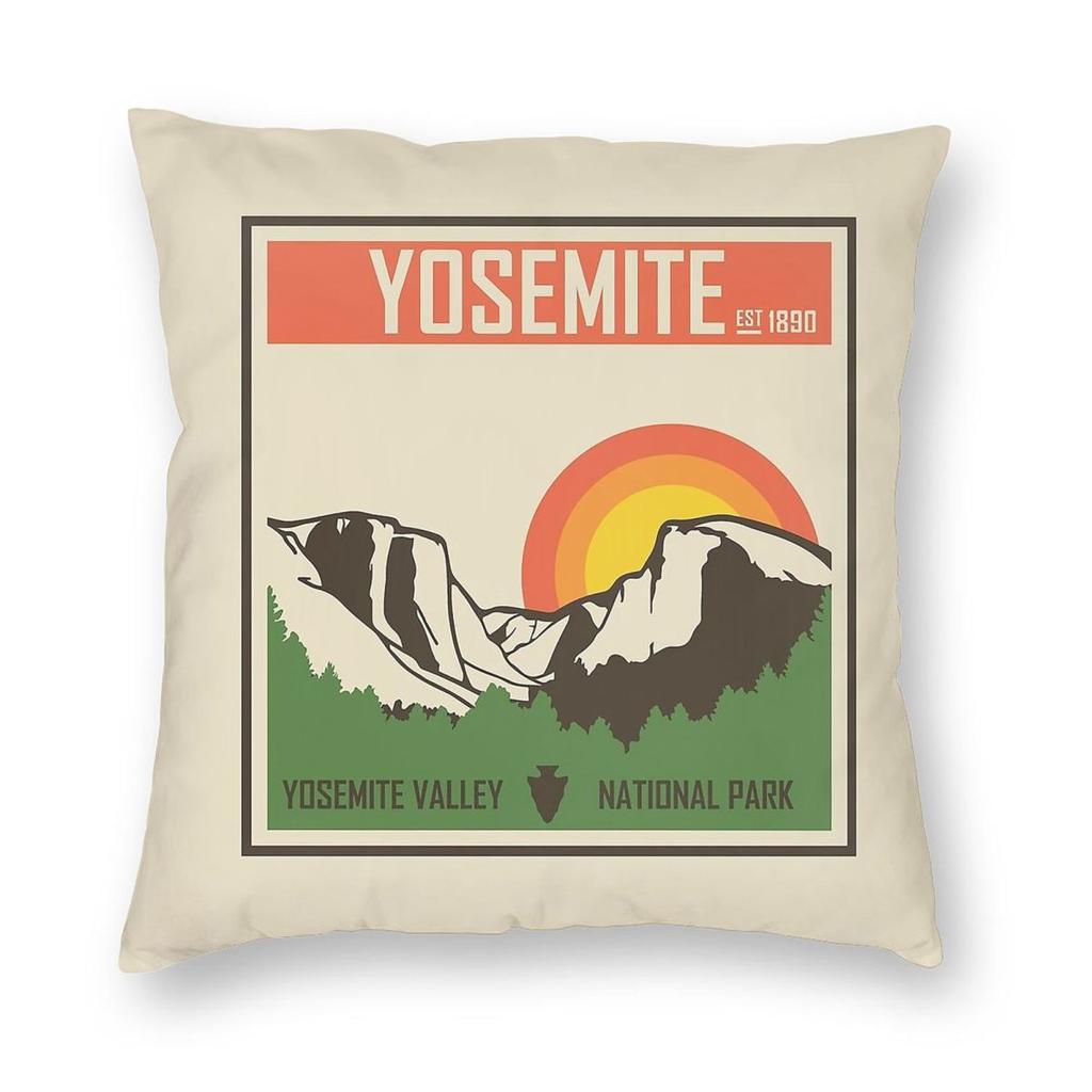 Yosemite National Park Square Pillowcase Polyester Linen Velvet Printed Zip Decorative Pillow Case Car Cushion Cover