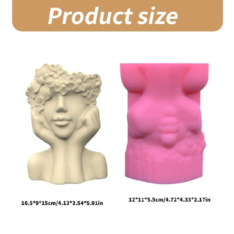 Art Figure Mold Flower Vase Mold Artistic Human Figure Shape Silicone Planter Mold Flowerpot Mold for Hand-Making Lover