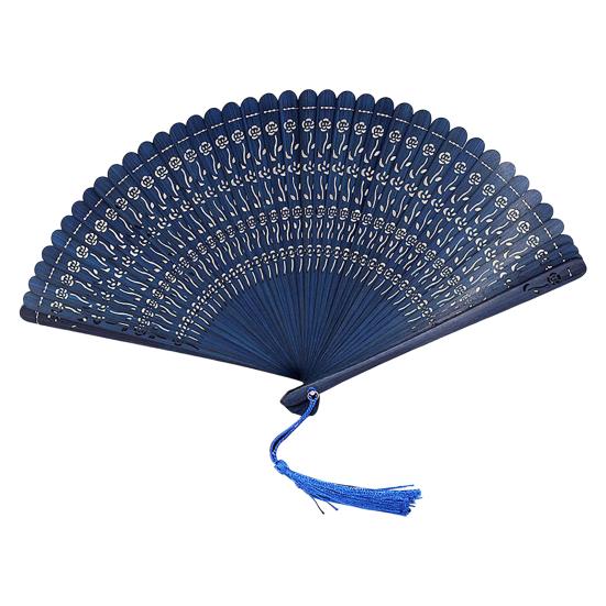 

Винтажный складной веер ручной работы из бамбука, веер для танцев в китайском стиле с ажурным узором, ручной веер для танцевальных выступлений, летний повседневный выход синий