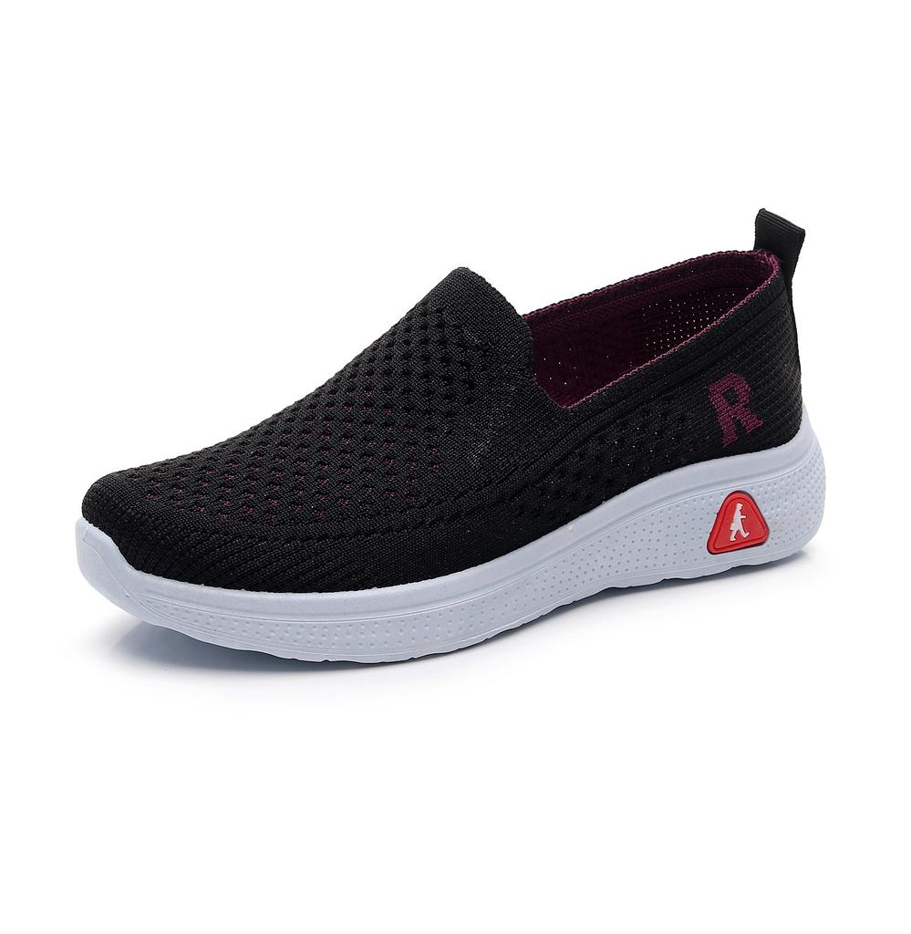 Flying Woven Women's Shoes 2025 Summer Mesh Breathable Women's Casual Single Shoes Middle-aged and Elderly Mother Shoes One Pedal Lazy Shoes
