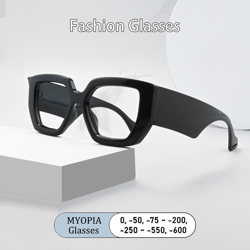 Brand Design Women Oversized Eyeglass Wide Edge Frame Anti Blue Light Short Sight Prescription Photochromic Myopia Man Glasses