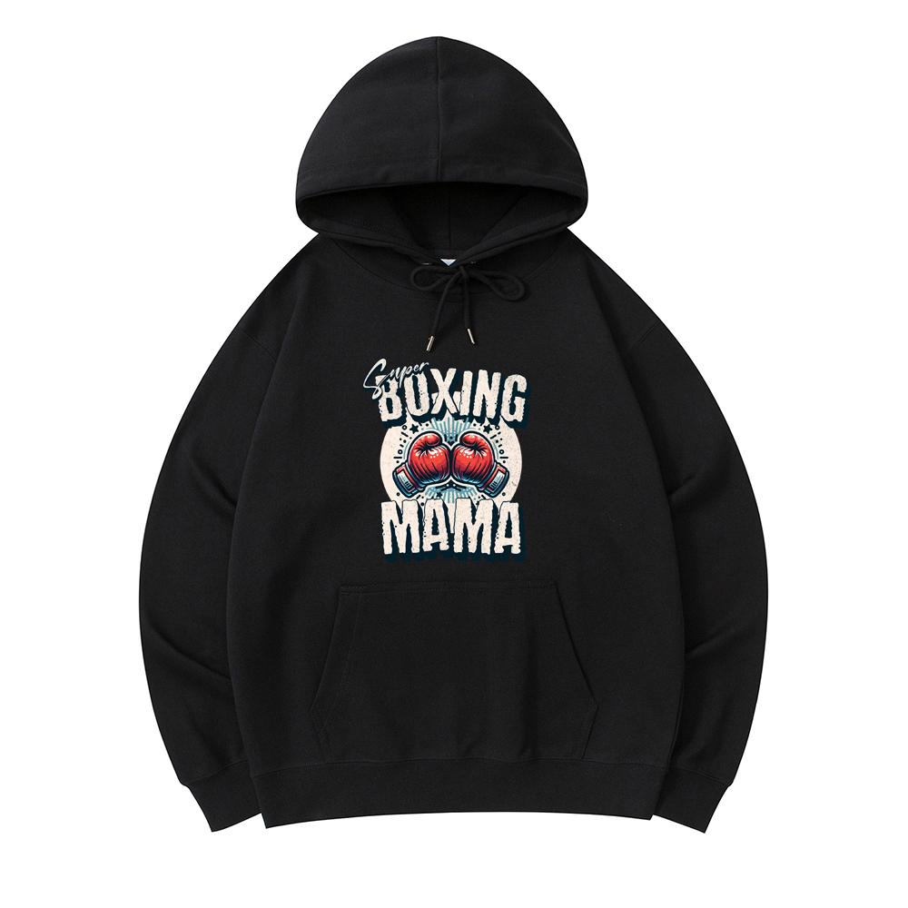 

300 г/м² Мужские хлопковые толстовки с капюшоном Boxing Mama Print Премиум хлопок Толстовка XS армия зеленый