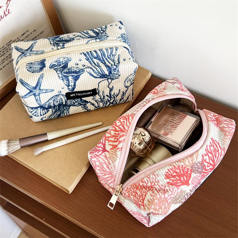New Corduroy Storage Bag Cosmetic Bag Large Capacity Portable Cosmetic Bag Clutch Bag Storage Bag
