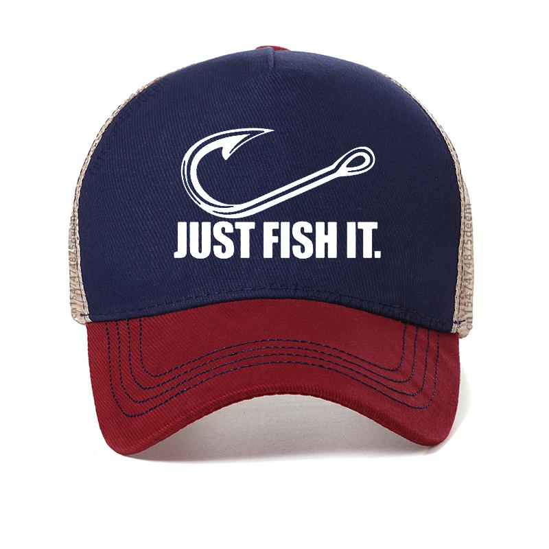 New men Fishing Cap letter print Just Fish It  baseball cap Summer cool Trend Cap New Youth Joker Mesh Breathable hat