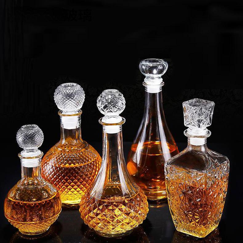 250-1000ml Bottiglia di Vetro Trasparente di Alta Qualità Dispenser per Whisky Bottiglia Creativa per Vino Rosso per Liquori Scotch Bourbon