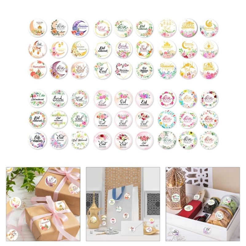 Set of 90Pcs Eid Mubarak Sticker 40mm Decorative Wrapping Sticker for Journal Planner Packaging Party Decoration