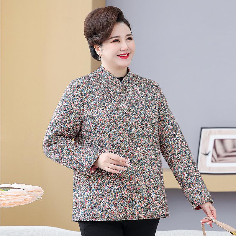 Plus Size Cotton Jacket for Women - Lightweight, Fleece-Lined, Ideal for Indoors & Outdoors. Perfect for Middle-Aged & Elderly.
