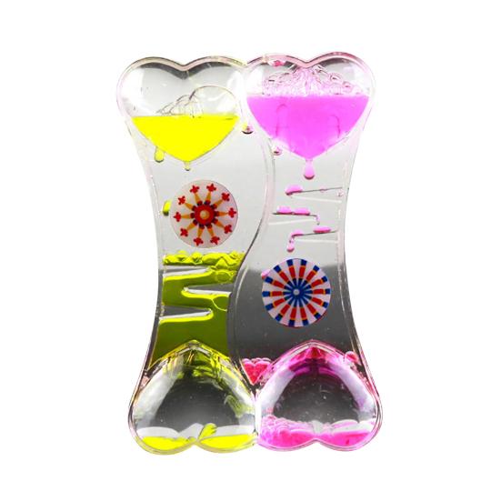 Doppio cuore liquido movimento bolla gocciolamento olio clessidra timer orologio giocattolo per bambini regalo