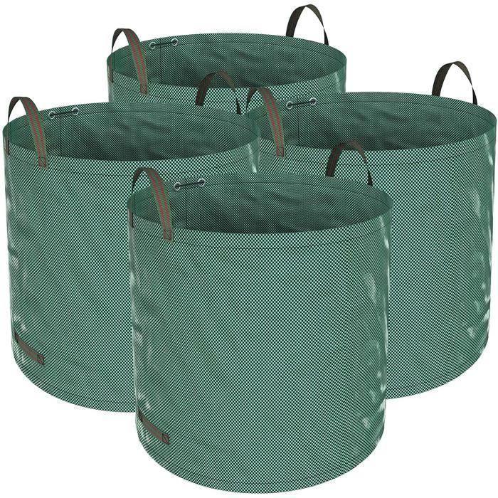 Sac de jardin - 272 L (Lot de 4) - Autoportant et pliable - Indéchirable réutilisable - 4 poignées renforcées