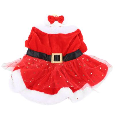 Dog Cat Christmas Clothing Pet Christmas Costume Cute Comfortable Adjustable with Bow Headdress for Christmas Theme Party