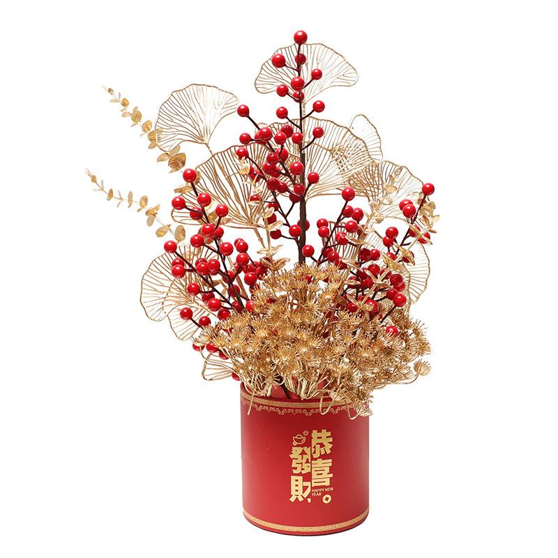 Simulation Hug Bucket Home Living Room TV Cabinet Decoration Fake Flower Simulation Rich Fruit Fortune Bucket