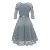 Women's Fashion Vintage V-Neck Long Sleeve Lace  Retro Slim Evening Dress