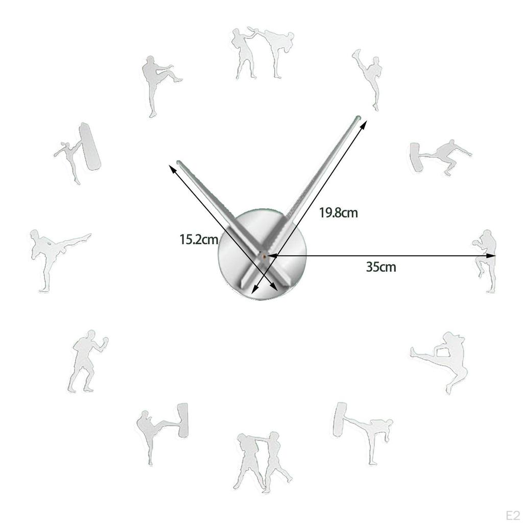 3D Large Wall Clock DIY, Non Ticking Watch Clocks Mirror Stickers Art Acrylic Karate Taekwondo