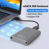 MSATA SSD Enclosure 6Gbps MSATA To USB 3.1 Gen2 Adapter Case with Type C Port for MSATA Internal Solid State Drive Hard Drive