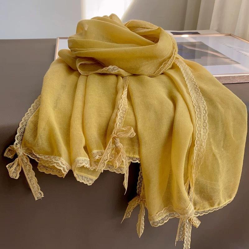 Nowy Jesienno-Zimowy Wysokiej Klasy Koronkowy Koronkowy Literacki Szal Ochrona przed Słońcem Wszechstronny Gładki Szalik Bawełniany i Lniany dla Pary