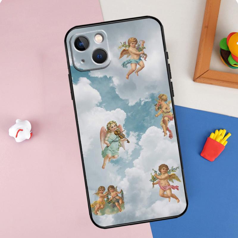 Renaissance Angel Aesthetic Phone Case For iPhone 15 Pro Max 11 12 13 14 16 Pro Max Mini XR 16e 15 16 Plus Cover Shell