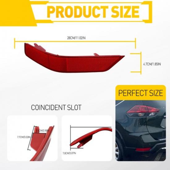 For Nissan 2017- & Rogue 2X Right Left Side Bumper Rear Reflector Light Case