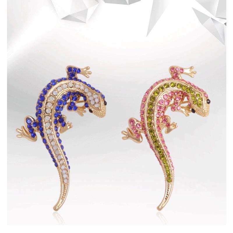 Lizard studded diamond brooch, metal brooch, animal rhinestone chest flower, clothing accessories, fashionable brooch for women