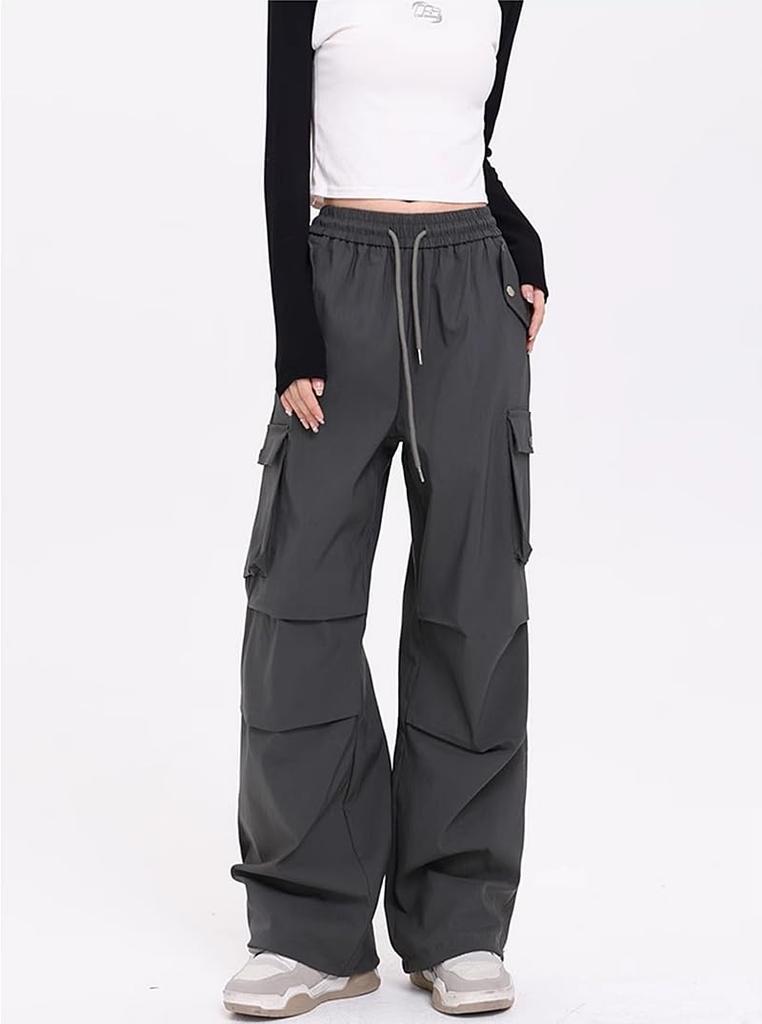 KUWABOKU Cargo Baker Loose Loose Solid Work Chino Easy to Move Cropped Trendy for Spring and Fall Dark Women's Pants, Casual, Fit, Fit, Stylish, Cute,