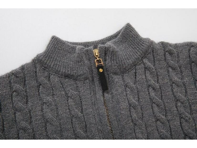 Men's Winter Cable Knit Half-Zip Sweater - Casual Fashion Base Layer