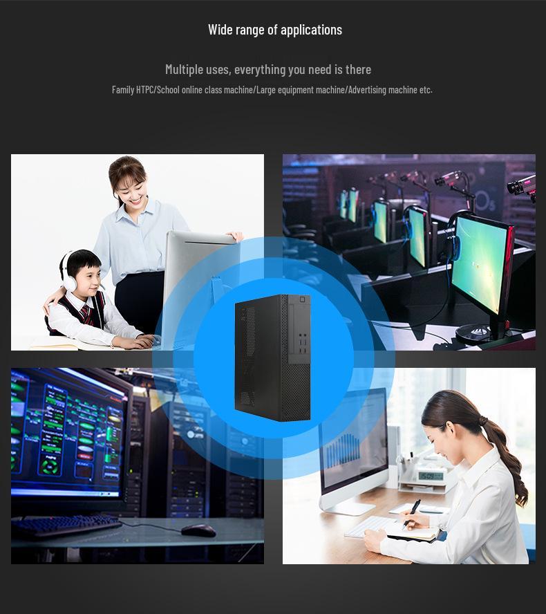 SKTC UX02 Desktop-Gehäuse: Kompatibel mit MATX-Motherboard, 1U-Netzteil, optischem Laufwerk, Grafikkarte; Aufstellbares & Liegendes Design.