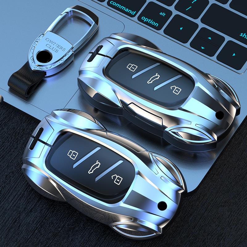 Metal Car Remote Key Cover Case Holder Shell Protector Chain Keyring Fob For MG New ZS EV MG4 MULAN eHS MG5 MGi5 MG6 EZS 2024