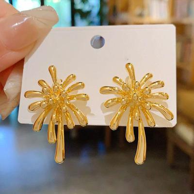 Metal Wind Fireworks Earrings Fashion Niche Design Stud Earrings Individual Cold Wind Temperament Earrings Women