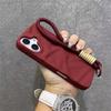 Luxury Matte Wrinkle Matte Wrist Strap Case for iPhone 17 Air 16 15 14 13 12 11 17 Pro Max Candy Ripple Soft Lanyard Cover Funda