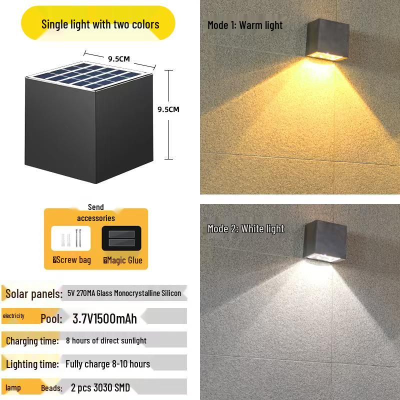 Enhanced Solar LED Wall Lamp for Outdoor Courtyard, Fence, and Villa Landscape Lighting