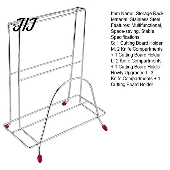 Kitchen Counter Organizer Stainless Steel Chopping Board Storage Rack And Knife Holder for Space Saving Tool Stand Countertop, Vertical Drain Cutting
