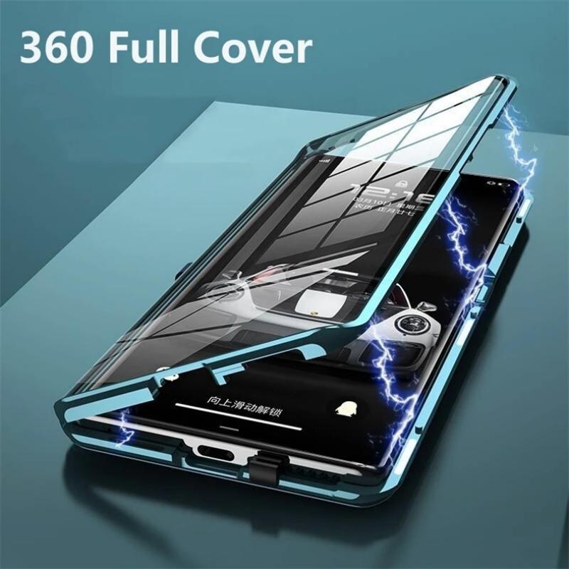360 Full Case For Huawei Nova 12 SE Case Double Sided Magnetic Adsorption Metal Tempering Glass Protect Cover Nova 11SE Bumper