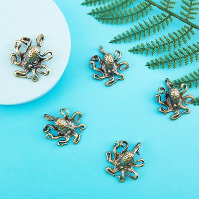 Brass Octopus Home Decoration Figurines Ornament Accessories Table Tea Pet Craft