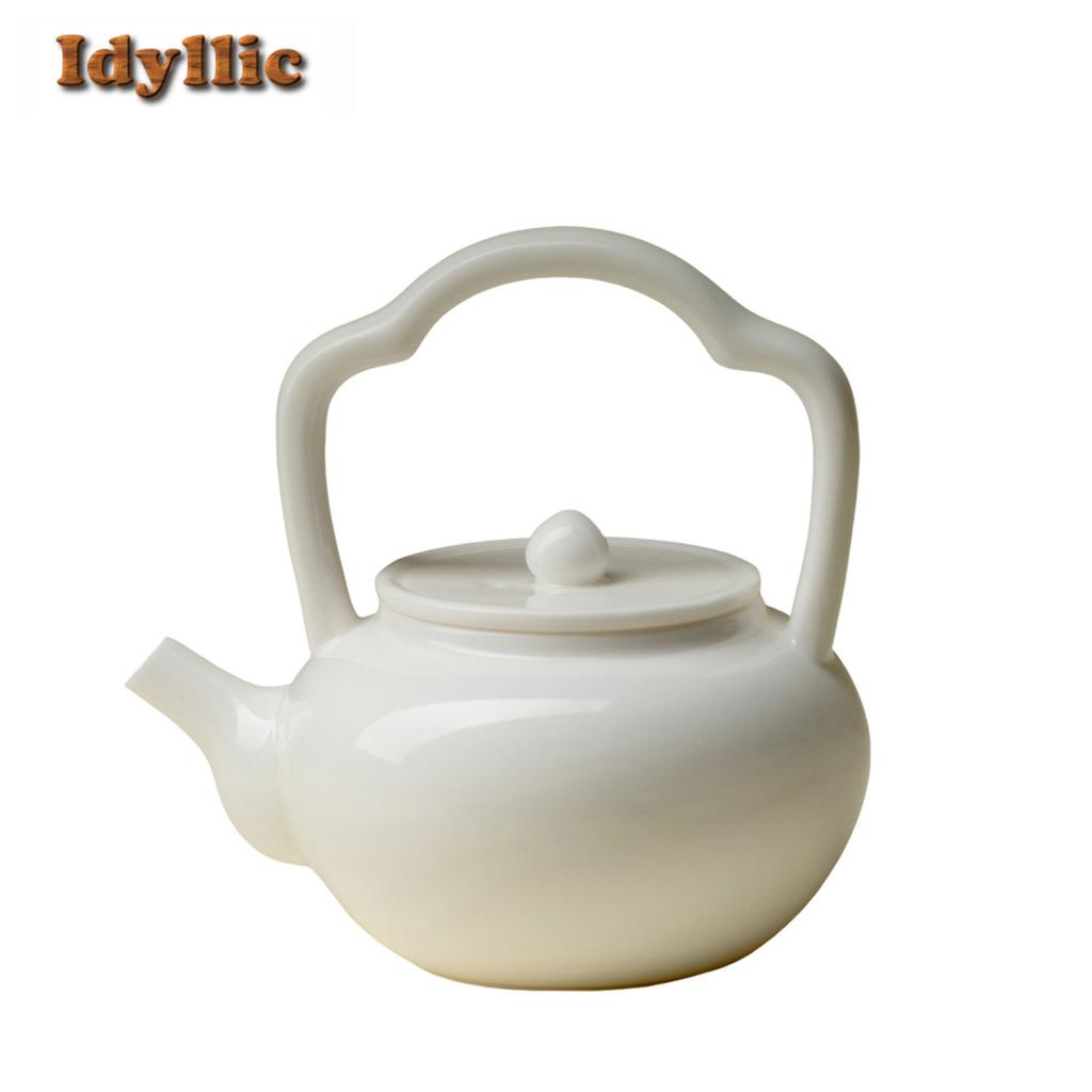 170ml Jadeton Weißes Porzellan Keramik Ruyi-Griff Teekanne Luxuriöser Tee-Aufgusskrug Teekessel mit Sieb Trinkgeschirr Geschenk