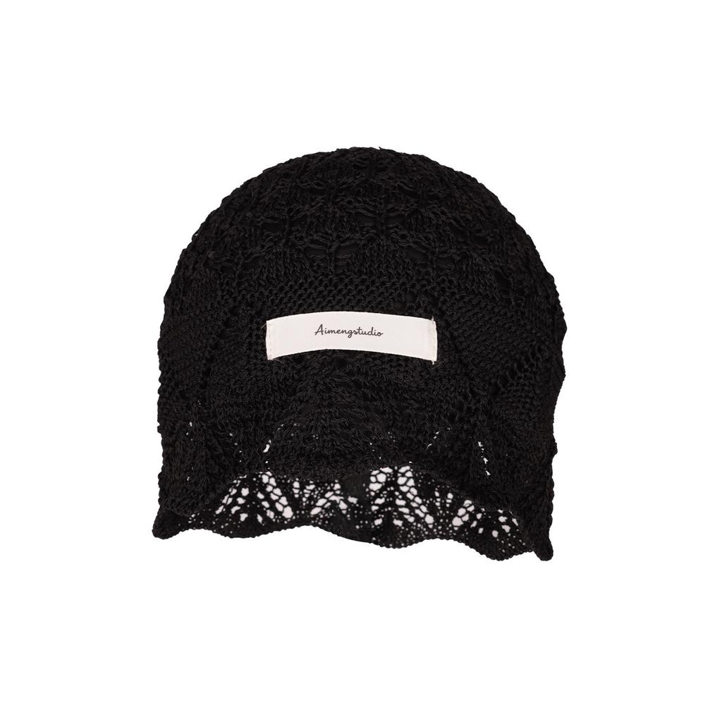 Hollow knitted headgear women's new early autumn thin breathable stacking hat showing face small pullover hat