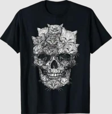 A Skull But It's Cats Kitty Skeleton Halloween Cat Skull T-Shirt Unisex T-Shirt