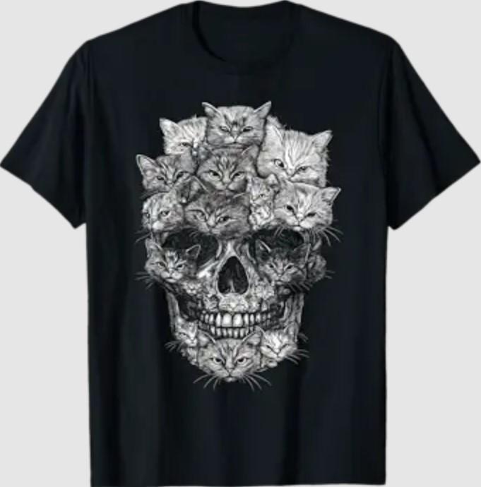 A Skull But It s Cats Kitty Skeleton Halloween Cat Skull T-Shirt Unisex T-Shirt XXXL