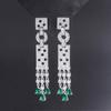Cross Border Hot New Tassel Earrings With Silver Gold-plated Micro Inlaid Emerald Simulated Batch