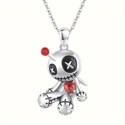 Creative Doll Heart Pendant Necklace for Women Punk Cartoon Girl Holiday Accessories