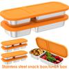 Snack Box with 2/3 Compartment Stainless Steel Meal Plate Children Food Box with Lid Divided Snack Container for Sweet Spice Nut