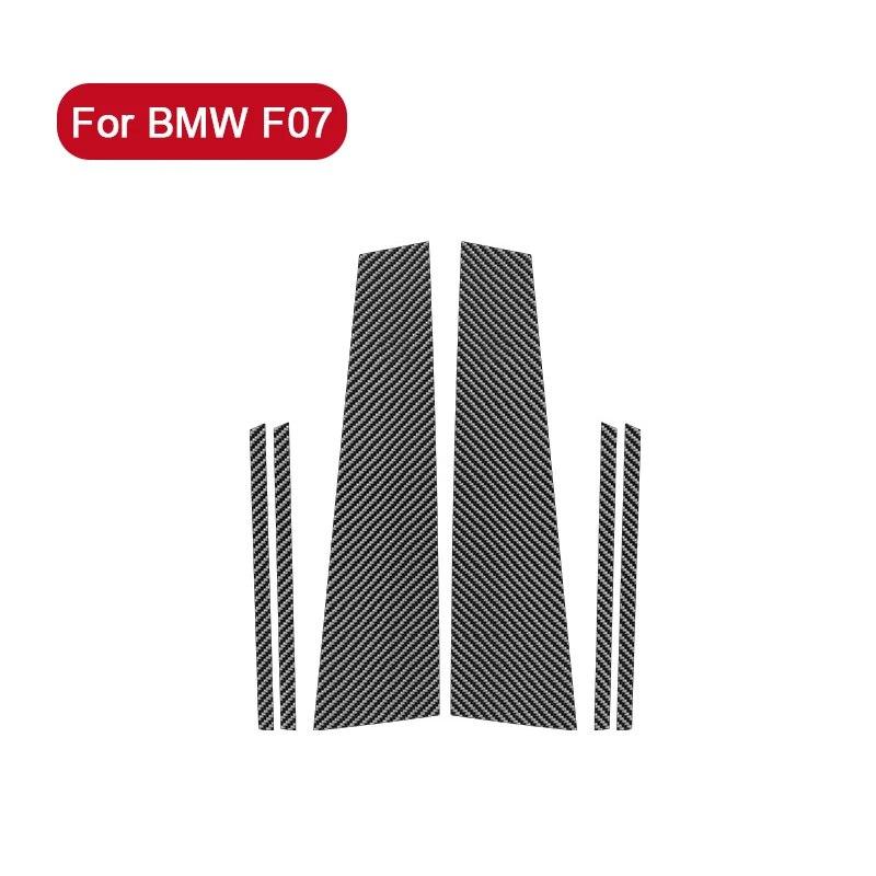 4pcs Carbon Fiber Car Window B-Pillar Trim Sticker For BMW GT F07 5 Series 2010-2017 Auto Door Pillars Accessories
