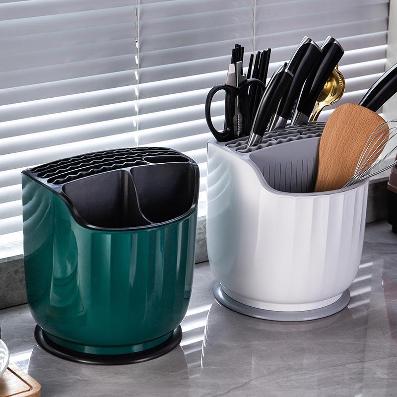 360° drehbarer Besteckorganizer, große Kapazität, multifunktionaler Utensilienhalter für Küchen- und Esstheke